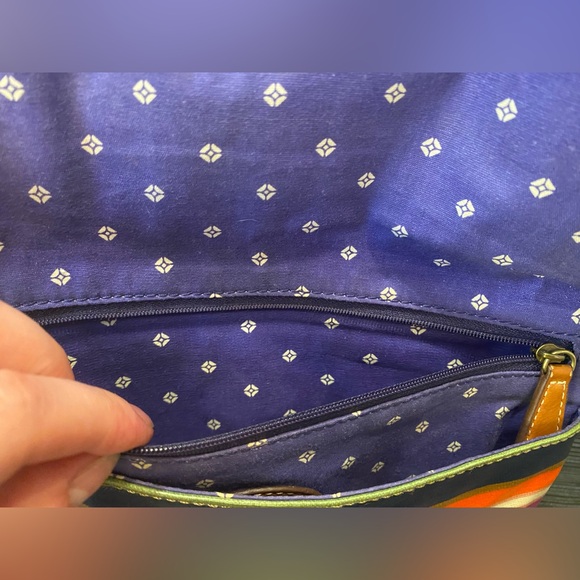 Fossil Crossbody Coated Canvas Multicolor Striped Purse - Picture 9 of 13